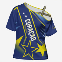 Personalized Country of Curacao Cross Shoulder Shirt Proud of Our Flag