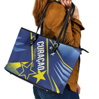 Country of Curacao Leather Tote Bag Proud of Our Flag