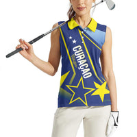 Personalized Country of Curacao Women Sleeveless Polo Shirt Proud of Our Flag