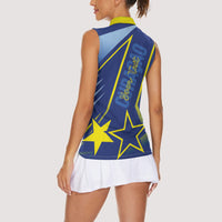 Personalized Country of Curacao Women Sleeveless Polo Shirt Proud of Our Flag