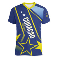 Personalized Country of Curacao Women V-Neck T-Shirt Proud of Our Flag