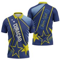 Personalized Country of Curacao Zipper Polo Shirt Proud of Our Flag