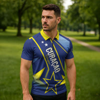 Personalized Country of Curacao Zipper Polo Shirt Proud of Our Flag
