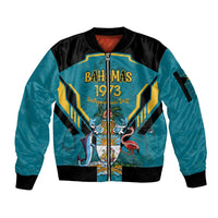 Personalized Bahamas 1973 Sleeve Zip Bomber Jacket Happy Independence Day