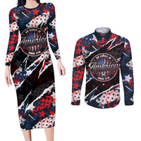 No Kings In America Since 1776 Couples Matching Long Sleeve Bodycon Dress and Long Sleeve Button Shirt Grunge Style - Wonder Print Shop