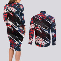 No Kings In America Since 1776 Couples Matching Long Sleeve Bodycon Dress and Long Sleeve Button Shirt Grunge Style - Wonder Print Shop