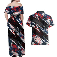 No Kings In America Since 1776 Couples Matching Off Shoulder Maxi Dress and Hawaiian Shirt Grunge Style - Wonder Print Shop