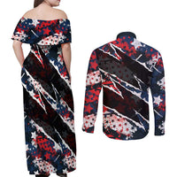 No Kings In America Since 1776 Couples Matching Off Shoulder Maxi Dress and Long Sleeve Button Shirt Grunge Style - Wonder Print Shop