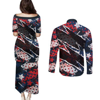 No Kings In America Since 1776 Couples Matching Puletasi and Long Sleeve Button Shirt Grunge Style - Wonder Print Shop