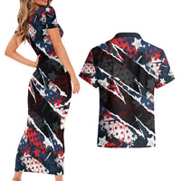 No Kings In America Since 1776 Couples Matching Short Sleeve Bodycon Dress and Hawaiian Shirt Grunge Style - Wonder Print Shop