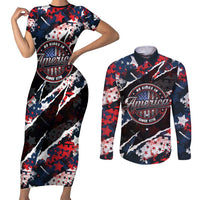 No Kings In America Since 1776 Couples Matching Short Sleeve Bodycon Dress and Long Sleeve Button Shirt Grunge Style - Wonder Print Shop
