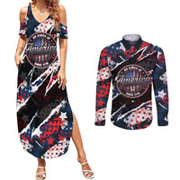 No Kings In America Since 1776 Couples Matching Summer Maxi Dress and Long Sleeve Button Shirt Grunge Style - Wonder Print Shop
