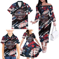 No Kings In America Since 1776 Family Matching Off The Shoulder Long Sleeve Dress and Hawaiian Shirt Grunge Style - Wonder Print Shop