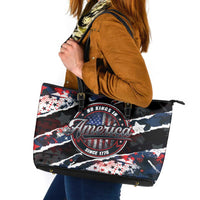 No Kings In America Since 1776 Leather Tote Bag Grunge Style - Wonder Print Shop