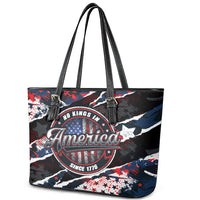 No Kings In America Since 1776 Leather Tote Bag Grunge Style - Wonder Print Shop