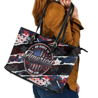 No Kings In America Since 1776 Leather Tote Bag Grunge Style - Wonder Print Shop