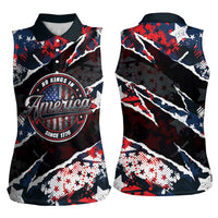 No Kings In America Since 1776 Women Sleeveless Polo Shirt Grunge Style - Wonder Print Shop
