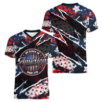 No Kings In America Since 1776 Women V-Neck T-Shirt Grunge Style - Wonder Print Shop