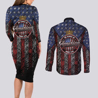No Kings In America Since 1777 Couples Matching Long Sleeve Bodycon Dress and Long Sleeve Button Shirt Retro Vibe - Wonder Print Shop