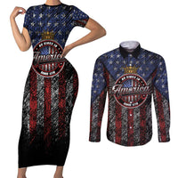 No Kings In America Since 1777 Couples Matching Short Sleeve Bodycon Dress and Long Sleeve Button Shirt Retro Vibe - Wonder Print Shop