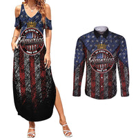 No Kings In America Since 1777 Couples Matching Summer Maxi Dress and Long Sleeve Button Shirt Retro Vibe - Wonder Print Shop