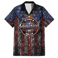 No Kings In America Since 1777 Family Matching Off Shoulder Short Dress and Hawaiian Shirt Retro Vibe - Wonder Print Shop