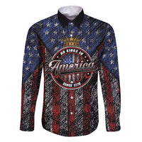 No Kings In America Since 1777 Family Matching Off Shoulder Short Dress and Hawaiian Shirt Retro Vibe - Wonder Print Shop