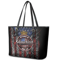 No Kings In America Since 1777 Leather Tote Bag Retro Vibe - Wonder Print Shop