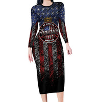 No Kings In America Since 1777 Long Sleeve Bodycon Dress Retro Vibe - Wonder Print Shop