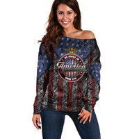 No Kings In America Since 1777 Off Shoulder Sweater Retro Vibe - Wonder Print Shop