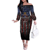 No Kings In America Since 1777 Off The Shoulder Long Sleeve Dress Retro Vibe - Wonder Print Shop