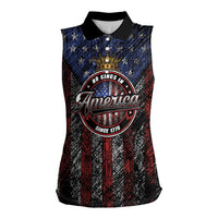 No Kings In America Since 1777 Women Sleeveless Polo Shirt Retro Vibe - Wonder Print Shop