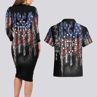 We The People Couples Matching Long Sleeve Bodycon Dress and Hawaiian Shirt No Kings In America Since 1776 - Wonder Print Shop