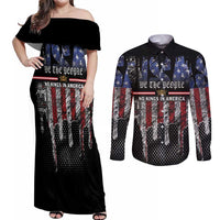We The People Couples Matching Off Shoulder Maxi Dress and Long Sleeve Button Shirt No Kings In America Since 1776 - Wonder Print Shop