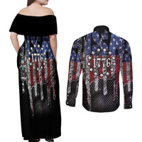 We The People Couples Matching Off Shoulder Maxi Dress and Long Sleeve Button Shirt No Kings In America Since 1776 - Wonder Print Shop
