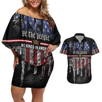 We The People Couples Matching Off Shoulder Short Dress and Hawaiian Shirt No Kings In America Since 1776 - Wonder Print Shop