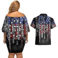 We The People Couples Matching Off Shoulder Short Dress and Hawaiian Shirt No Kings In America Since 1776 - Wonder Print Shop