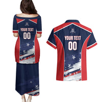 Custom USA Cricket Couples Matching Puletasi and Hawaiian Shirt US Team Play Bold Play Proud - Wonder Print Shop