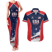 Custom USA Cricket Couples Matching Tank Maxi Dress and Hawaiian Shirt US Team Play Bold Play Proud - Wonder Print Shop