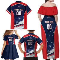 Custom USA Cricket Family Matching Off Shoulder Maxi Dress and Hawaiian Shirt US Team Play Bold Play Proud - Wonder Print Shop