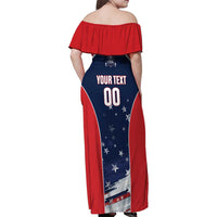 Custom USA Cricket Family Matching Off Shoulder Maxi Dress and Hawaiian Shirt US Team Play Bold Play Proud - Wonder Print Shop