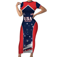 Custom USA Cricket Short Sleeve Bodycon Dress US Team Play Bold Play Proud - Wonder Print Shop