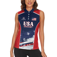 Custom USA Cricket Women Sleeveless Polo Shirt US Team Play Bold Play Proud - Wonder Print Shop