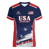 Custom USA Cricket Women V-Neck T-Shirt US Team Play Bold Play Proud - Wonder Print Shop
