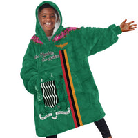 Personalized One Zambia One Nation Kid Wearable Blanket Hoodie Happy Independence Day