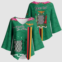 Personalized One Zambia One Nation Kimono Sleeve Blouse Happy Independence Day