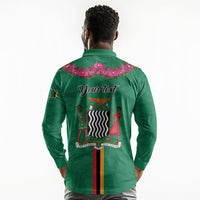 Personalized One Zambia One Nation Long Sleeve Polo Shirt Happy Independence Day