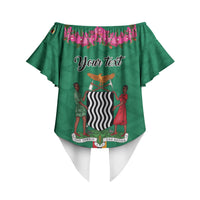 Personalized One Zambia One Nation Off Shoulder Wrap Waist Top Happy Independence Day