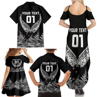 Custom New Zealand Rugby Family Matching Summer Maxi Dress and Hawaiian Shirt NZ Opango Forever Silver Fern Heart - Wonder Print Shop