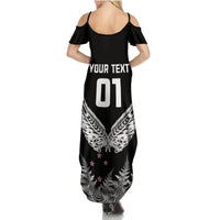 Custom New Zealand Rugby Summer Maxi Dress NZ Opango Forever Silver Fern Heart - Wonder Print Shop